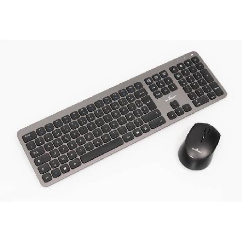 Pack Clavier - Souris Ensemble Clavier Souris - BLUESTORK - Pack Easy Slim - Sans Fil - Gris Metal