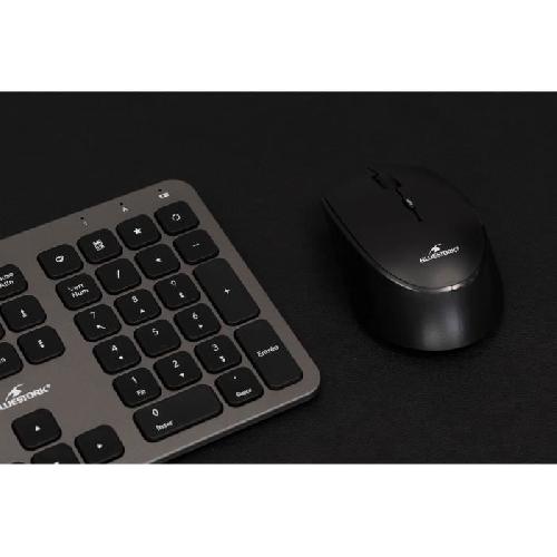 Pack Clavier - Souris Ensemble Clavier Souris - BLUESTORK - Pack Easy Slim - Sans Fil - Gris Metal