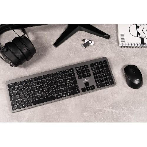 Pack Clavier - Souris Ensemble Clavier Souris - BLUESTORK - Pack Easy Slim - Sans Fil - Gris Metal