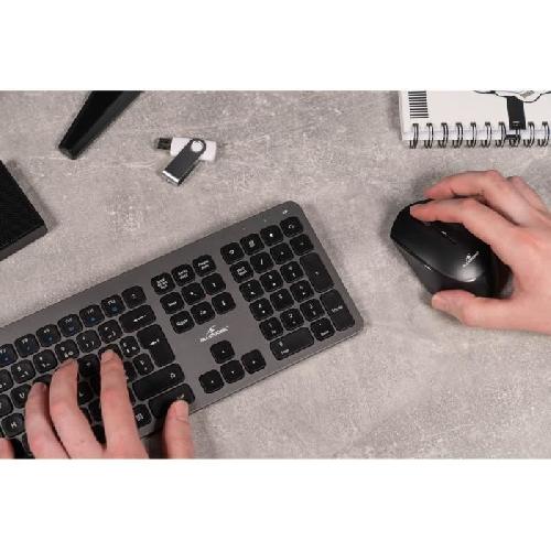 Pack Clavier - Souris Ensemble Clavier Souris - BLUESTORK - Pack Easy Slim - Sans Fil - Gris Metal