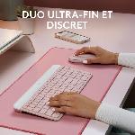 Pack Clavier - Souris Ensemble Clavier Souris - Sans fil - Logitech - MK470 Slim - Silencieux - AZERTY - Rose