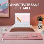 Pack Clavier - Souris Ensemble Clavier Souris - Sans fil - Logitech - MK470 Slim - Silencieux - AZERTY - Rose