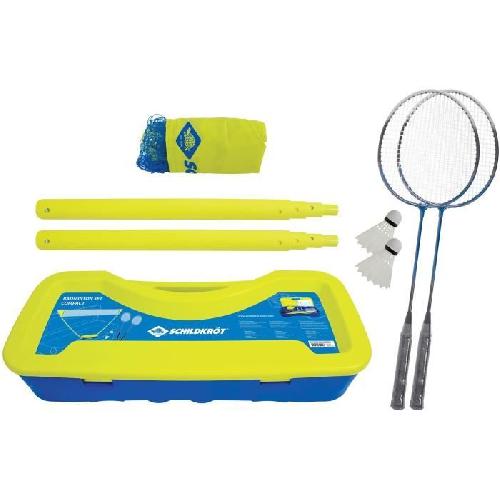 Kit Badminton - Pack Badminton - Ensemble Badminton Ensemble de badminton - SCHILDKROT - Donic Schildkröt - 2 raquettes - 1 filet - Couleur bleu/jaune