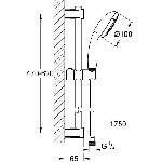 Flexible De Douche - Support De Douchette - Pommeau De Douche Ensemble de douche 3 jets avec barre - GROHE - Vitalio Start 100 - Chrome - Economie d'eau - 1.75 m