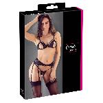 Ensemble dentelle ouvert avec porte-jarretelles taille S