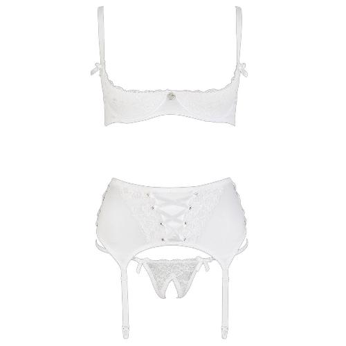 Ensembles Ensemble push up soutien gorge porte Jarretelles et string blanc 90B Taille S