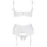 Ensemble push up soutien gorge porte Jarretelles et string blanc 95B Taille M