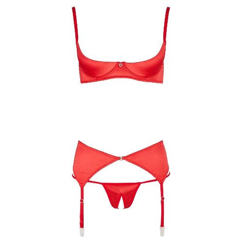 Ensembles Ensemble push up soutien gorge porte Jarretelles et string rouge 95B Taille M