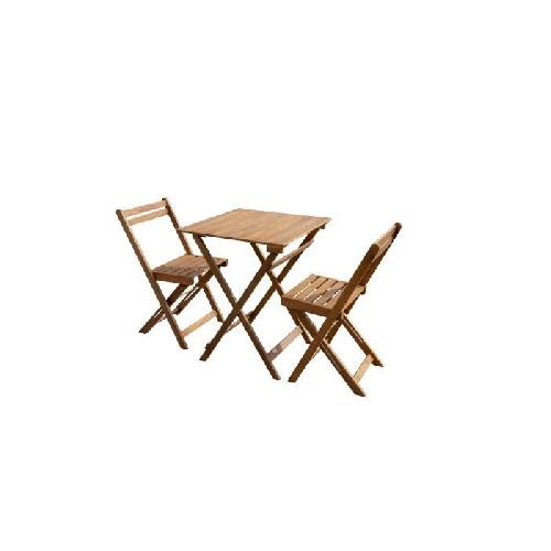 Salon De Jardin - Ensemble Table Chaise Fauteuil Ensemble repas de jardin ou de balcon 2 personnes - table 60x60cm et 2 chaises pliables - Bois acacia FSC