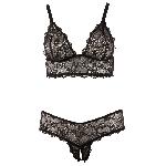 Ensemble soutien gorge et string ouvert noir Taille 2XL Ensemble soutien gorge et string ouvert noir Taille 2XL