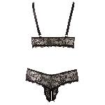 Ensembles Ensemble soutien gorge et string ouvert noir Taille 3XL