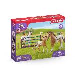 Figurine Miniature - Personnage Miniature Entraînement au concours du Horse Club. coffret schleich avec 17 éléments inclus dont 3 chevaux schleich. coffret figurines pour