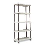 Etabli - Systeme Perfo - Armoire - Mobilier Atelier Etagere de rangement - PLASTIKEN - 5 plateaux - Résine - 30kg/plateau - H 184 x L 88 x P 44cm - Beige et taupe