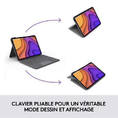Clavier D'ordinateur Etui clavier pour iPad - 4 et 5ieme gen - LOGITECH - FOLIO TOUCH IPAD AIR - Gris