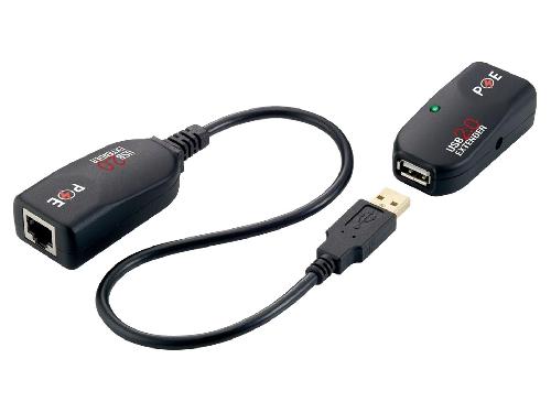Cable - Connectique Pour Peripherique Extenseur USB 2.0 avec alimentation sur Ethernet Cat5e et 6 50m - Noir