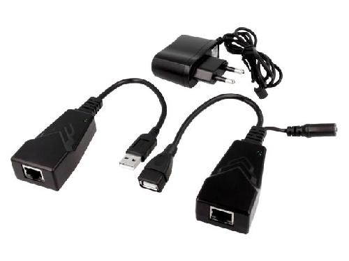 Cable - Connectique Telephone Extenseur USB DC 1.3-3.5 femelle RJ45 femelle USB A femelle - 100m