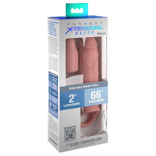 Gaines et Prolongateurs Extension de penis en silicone de 2p avec sangle chair