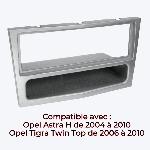Facade autoradio Opel Facade autoradio 1din compatible avec Opel Astra H 04-10 - Argent - avec vide poche