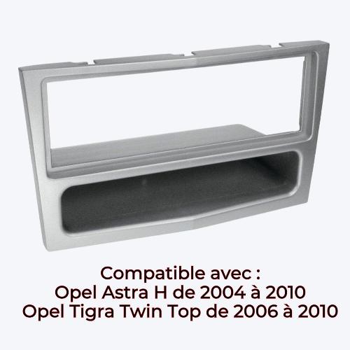 Facade autoradio Opel Facade autoradio 1din compatible avec Opel Astra H 04-10 - Argent - avec vide poche