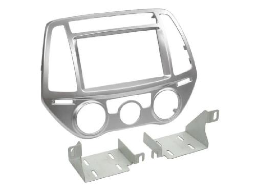 Supports Autoradio de Roger Facade autoradio 2DIN compatible avec Hyundai i20 ap13 Argent Avec clim manuelle