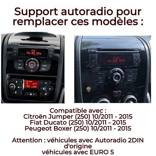 Supports Autoradio de Roger Facade autoradio 2Din compatible avec Peugeot Boxer 11-15 - Noir laque