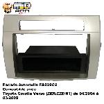 Facade autoradio Toyota Facade Autoradio FA229C compatible avec Toyota Corolla verso 04-09 - Argent 1Din avec vide poche