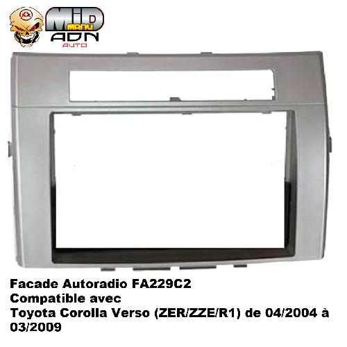 Facade autoradio Toyota Facade Autoradio FA229C2 2Din compatible avec Toyota Corolla verso 04-09 - Argent