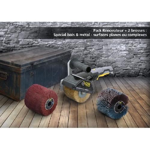 Ponceuse - Polisseuse FARTOOLS ? Renovateur REX120C + brosse lanieres abrasives et fibre synthetique ? Pour bois et metal - Surfaces planes ou complexes