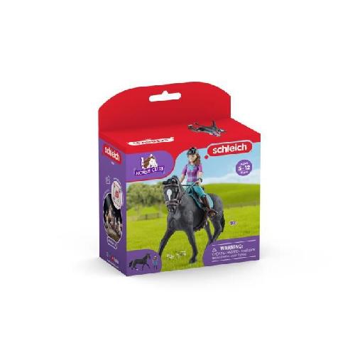 Figurine Miniature - Personnage Miniature Figurine Cavaliere Lisa et Storm. coffret schleich avec 10 éléments inclus dont 1 cheval schleich hanovrien et sa cavaliere.