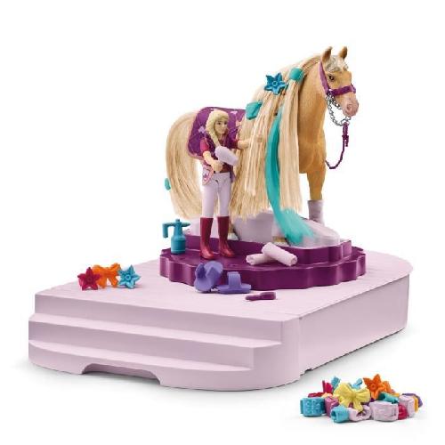 Univers Miniature - Habitation Miniature - Garage Miniature Figurine Cheval - Coffret de 54 Pieces - Accessoires de Pansage et Figurine - Cadeau pour Enfants des 4 ans - schleich 42617 HORSE