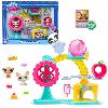 Figurine Miniature - Personnage Miniature BANDAI - Littlest Pet Shop - Coffret Fun Factory - Ensemble de jeu avec 2 animaux. décor et accessoires - BF00519