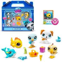 Figurine Miniature - Personnage Miniature BANDAI - Littlest Pet Shop - Collector Set Theme Plage - 5 animaux et accessoires - BF00517