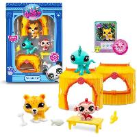 Figurine Miniature - Personnage Miniature BANDAI - Littlest Pet Shop - Pack Tiki Jungle - 3 animaux et accessoires - BF00515