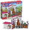 Figurine Miniature - Personnage Miniature Box avec Jument Hanovrien et Berger Australien. Figurine cheval et accessoires. SCHLEICH 72218 Horse Club. des 5 ans