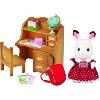 Figurine Miniature - Personnage Miniature Bureau pour enfant Sylvanian Families - Soeur Lapin Chocolat - Accessoires inclus