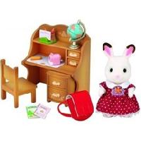 Figurine Miniature - Personnage Miniature Bureau pour enfant Sylvanian Families - Soeur Lapin Chocolat - Accessoires inclus