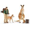 Figurine Miniature - Personnage Miniature Coffret Aventures en Océanie SCHLEICH - Figurines de kangourous et ranger Tom avec accessoires - Gamme Wild Life