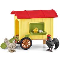 Figurine Miniature - Personnage Miniature Coffret Poulailler Mobile SCHLEICH - Farm World - Avec 1 coq. 1 poulet. 1 poussin et des oeufs