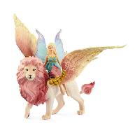 Figurine Miniature - Personnage Miniature Figurine Elfe sur lion ailé. Figurine fée détachable chevauchant un lion rose magique avec des parties mobiles. figurine magique