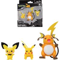 Figurine Miniature - Personnage Miniature Figurines Pokemon Bandai - Pack evolution Pichu. Pikachu et Raichu