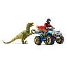 Figurine Miniature - Personnage Miniature Fuite sur quad face au vélociraptor - Ensemble de Jouets Préhistoriques de 5 Pieces pour Garçons et Filles a Partir de 4 ans -