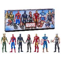 Figurine Miniature - Personnage Miniature Maxi Pack Avengers 7 figurines de 30 cm. 5 accessoires. Marvel Avengers Titan Hero Series