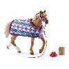 Figurine Miniature - Personnage Miniature Set de Jouets schleich 5 Pieces avec Figurine Cheval Pur-sang anglais avec couverture - Jouet Cheval Réealiste avec Couverture.