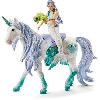 Figurine Miniature - Personnage Miniature Sirene sur Licorne de mer. figurine fantastique. pour enfants des 5 ans. 15.5 x 8.2 x 18 cm - schleich 42509 BAYALA