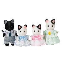 Figurine Miniature - Personnage Miniature SYLVANIAN FAMILIES - 5181 - Famille Chat Bicolore - Articulée et Habillée - A partir de 3 ans