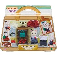 Figurine Miniature - Personnage Miniature SYLVANIAN FAMILIES - La valisette de mode et grande soeur chat bicolore