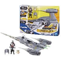 Figurine Miniature - Personnage Miniature Vaisseau The Mandalorian's N-1 Starfighter. figurines Grogu et Mandalorien de 10 cm. jouet pour enfant des 4 ans. Star Wars Epic Her