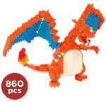 Jeu D'assemblage - Jeu De Construction - Jeu De Manipulation Figurine Pokemon Dracaufeu -Charizard- - BANDAI - Nanoblock - Figurine en Briques 860 pieces - Kit Construction - NBPM80