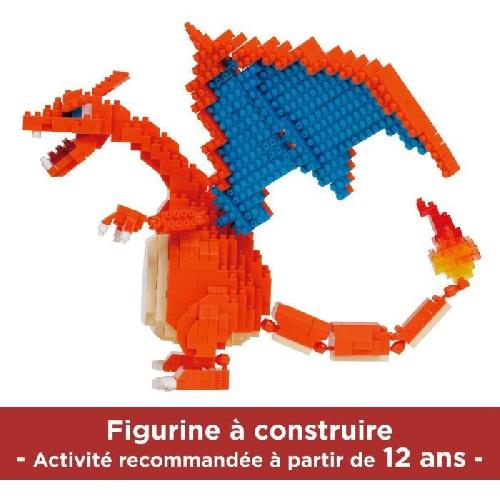 Jeu D'assemblage - Jeu De Construction - Jeu De Manipulation Figurine Pokemon Dracaufeu -Charizard- - BANDAI - Nanoblock - Figurine en Briques 860 pieces - Kit Construction - NBPM80