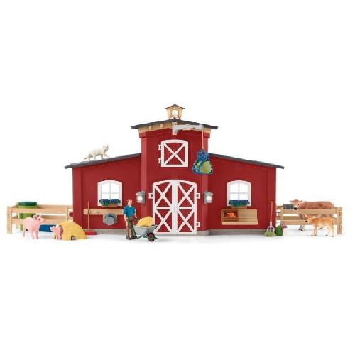 Figurine Miniature - Personnage Miniature Figurines Animaux de la Ferme avec Accessoires - Coffret Ranch Américain Schleich de 92 Pieces avec Vache. Cheval Schleich. Cochon